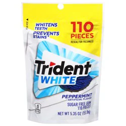 Trident White Sugar Free Chewing Gum Pouch - Peppermint
