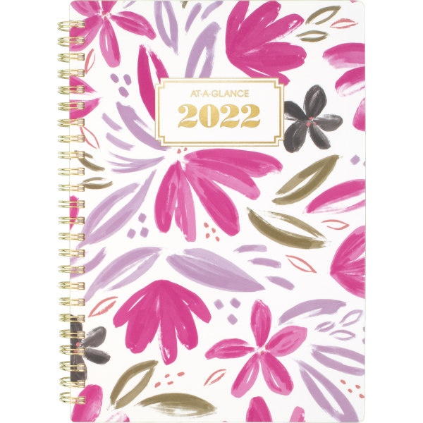 slide 1 of 4, At-A-Glance 13-Month Badge Weekly/Monthly Planner, 8-1/2'' X 5-1/2'', Floral, January 2022 To January 2023, 1565F-200, 1 ct