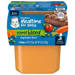 Gerber Stage 2 Baby Food, Vegetable Beef Dinner, 4 oz Tubs (2 Pack)
