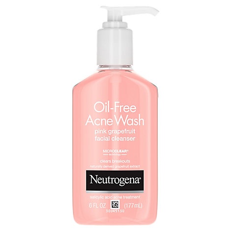 slide 1 of 1, Neutrogena Acne Wash Oil-Free Facial Cleanser Pink Grapefruit, 6 fl oz