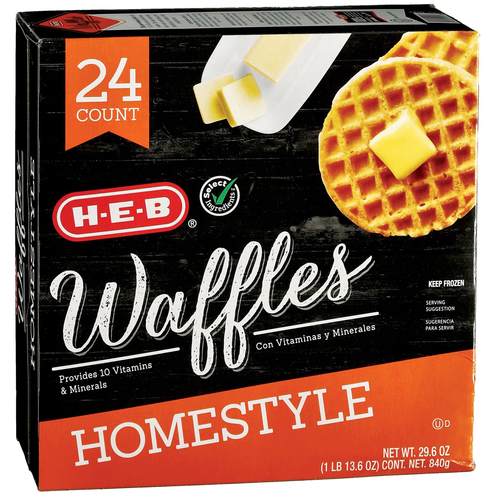 slide 1 of 1, H-E-B Classic Selections Homestyle Waffles Family Pack, 24 ct