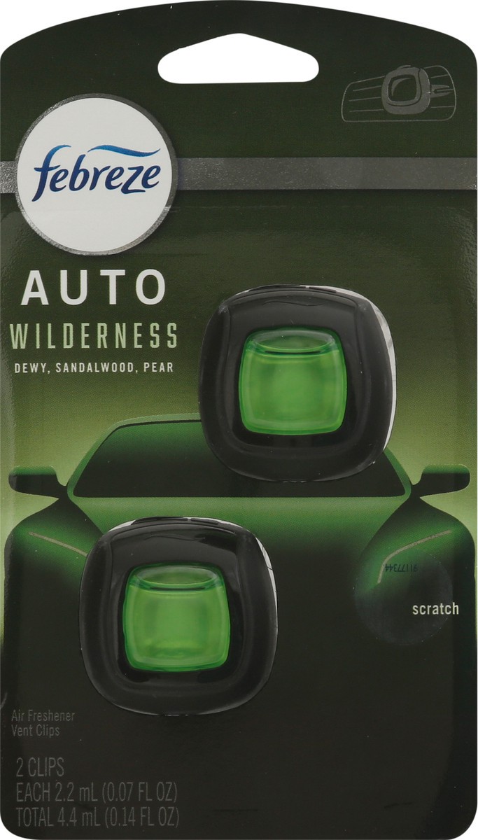 slide 4 of 9, Febreze Auto Vent Clips Wilderness Air Freshener 2 ea, 2 ct
