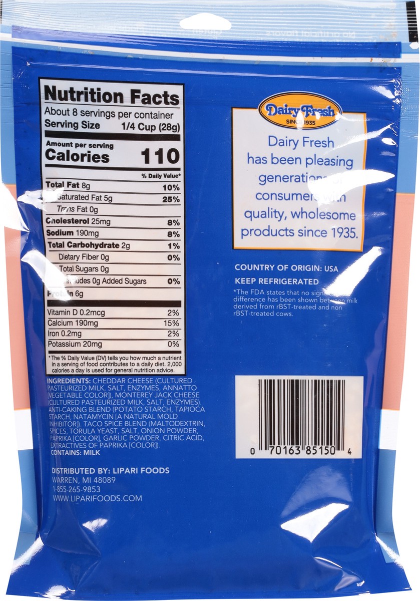 slide 4 of 9, Dairy Fresh Taco Fancy Shredded Cheese - 8 oz, 8 oz