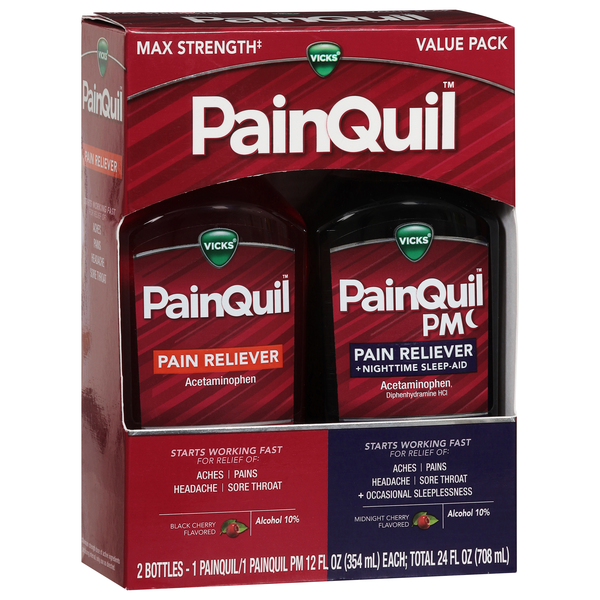 slide 1 of 11, Vicks Combo Pack Painquil Day Night, 24 fl oz