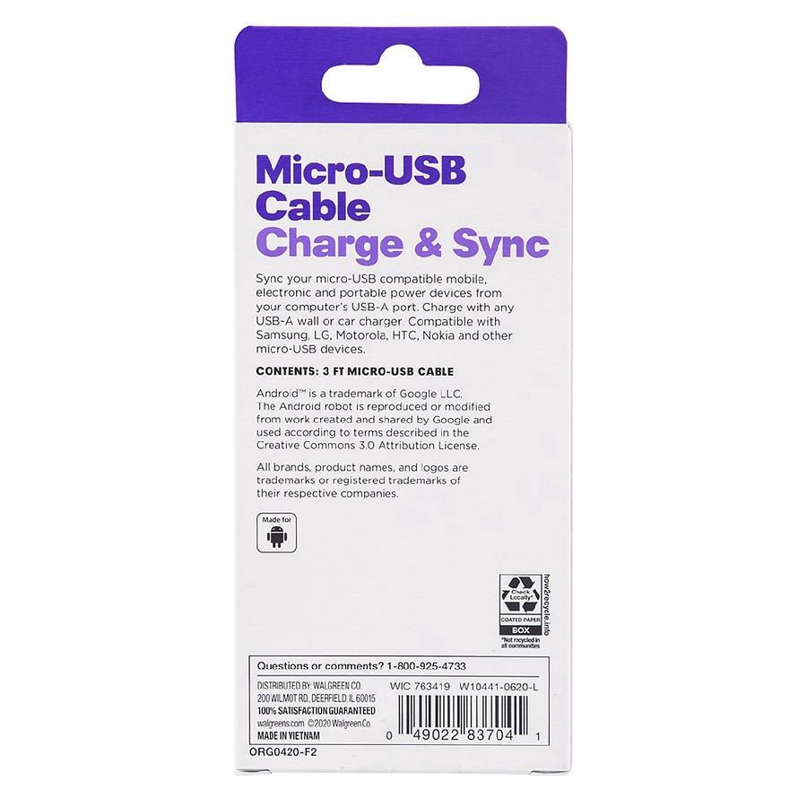 slide 2 of 2, Infinitive Micro-USB Charge and Sync 3ft, 3 ft
