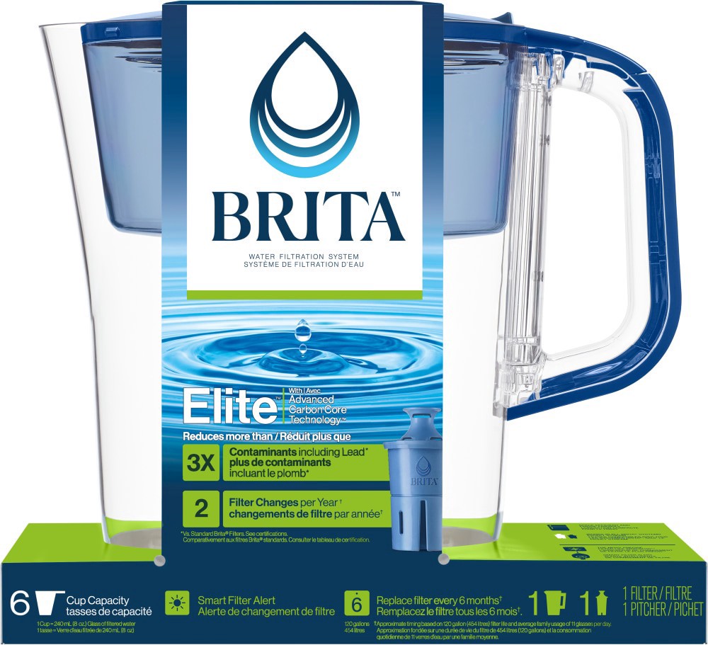slide 2 of 2, Brita Small 6 Cup Mazarine Blue Denali Water Filter Pitcher with Elite Filter, 1 ct