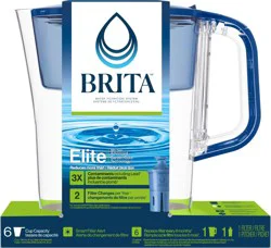 Brita Small 6 Cup Denali Water Filter Pitcher with 1 Brita Elite Filter, Mazarine Blue