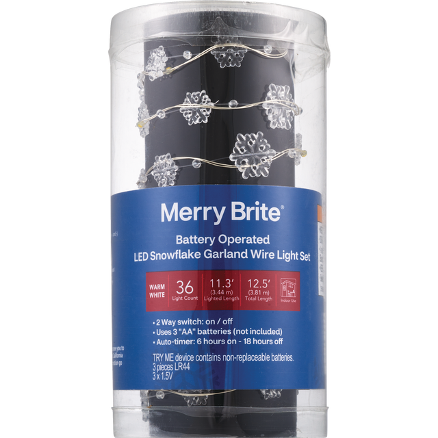 slide 1 of 1, Merry Brite Led Garland Snowflake Lights, 11.3 Ft, 1 ct
