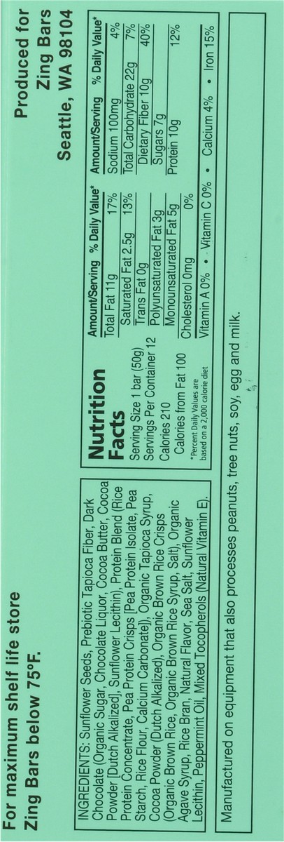 slide 3 of 14, Zing Dark Chocolate Mint Bar 12 - 1.76 oz Packs, 12 ct