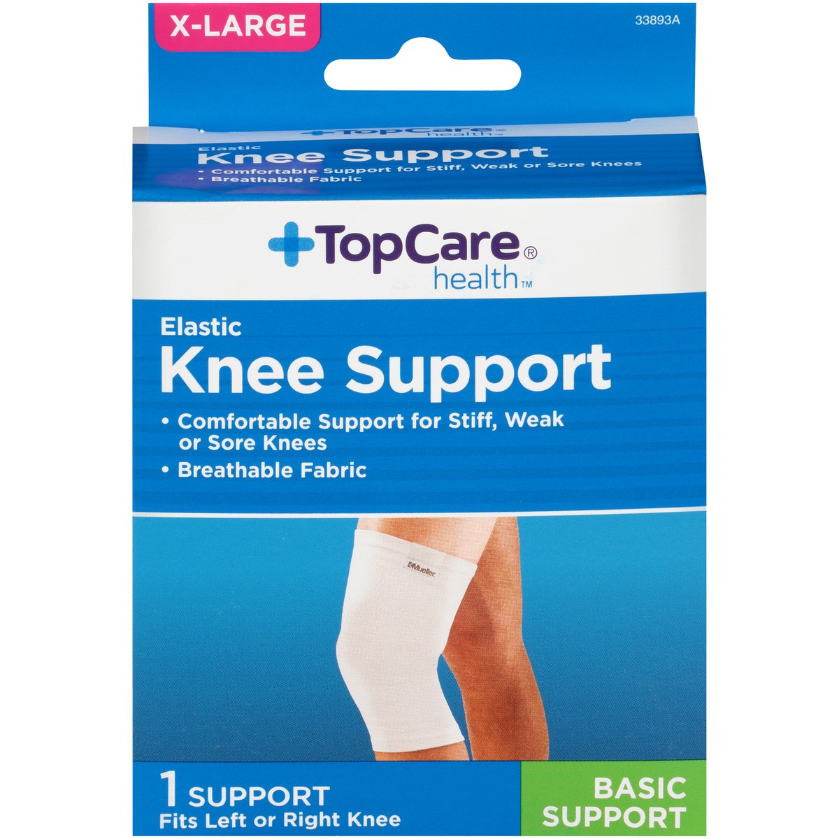 slide 1 of 8, TopCare Elastic Knee Support, Extra Large, XL