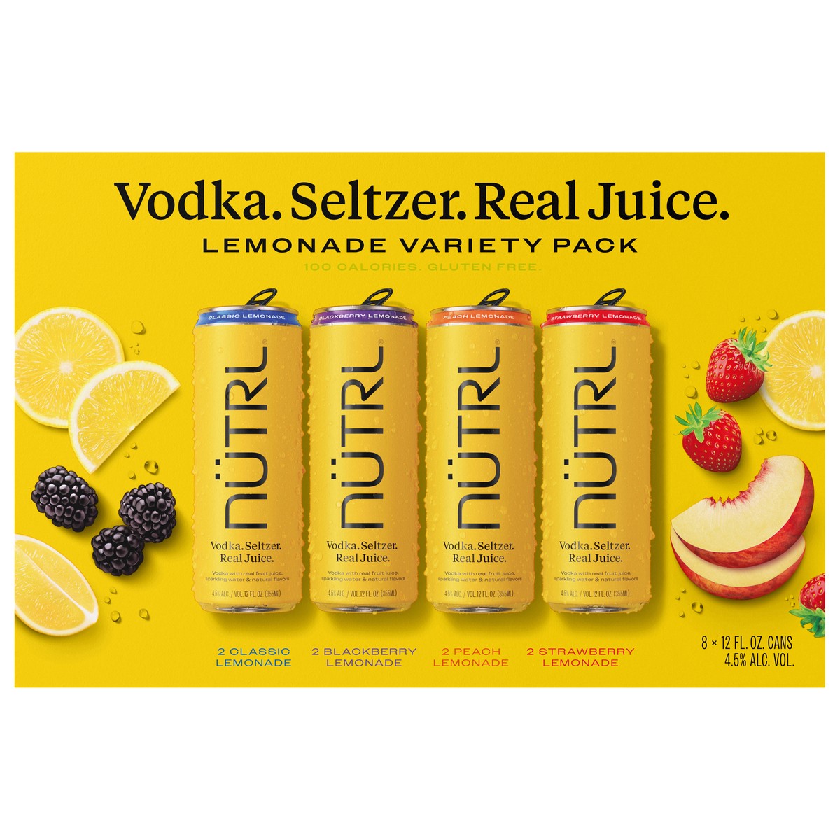 slide 1 of 1, Nutrl Lemonade Vodka Seltzer Variety Pack 8 - 12 fl oz Cans, 8 ct; 12 oz