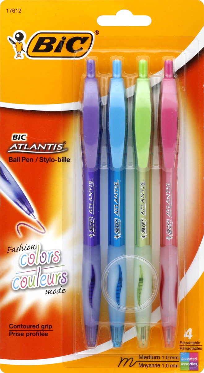 slide 4 of 4, BIC Atlantis Original Ball Pens Assorted Colors, 4 ct