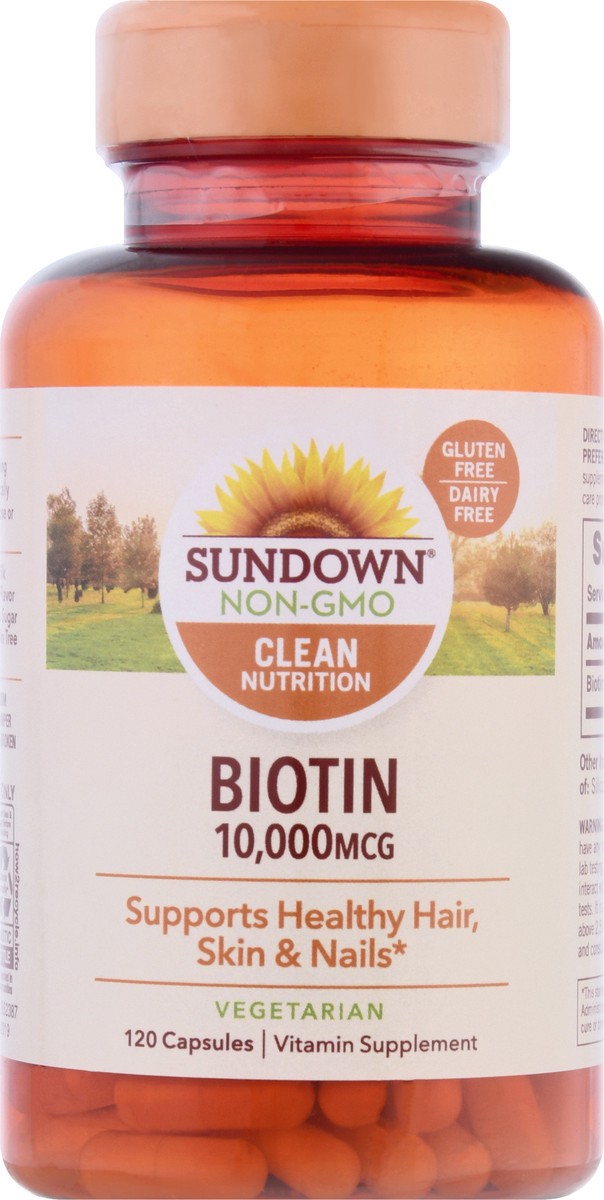 slide 6 of 9, SUNDOWN VITAMINS Naturals Biotin 10,000Mcg Capsules, 120 ct