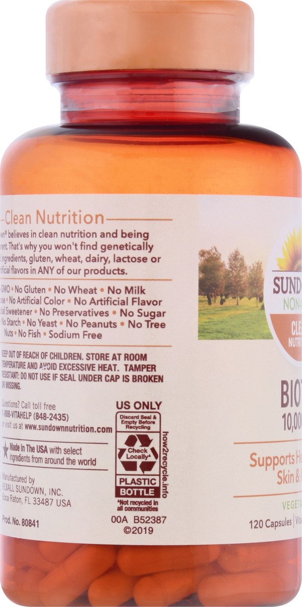 slide 7 of 9, SUNDOWN VITAMINS Naturals Biotin 10,000Mcg Capsules, 120 ct