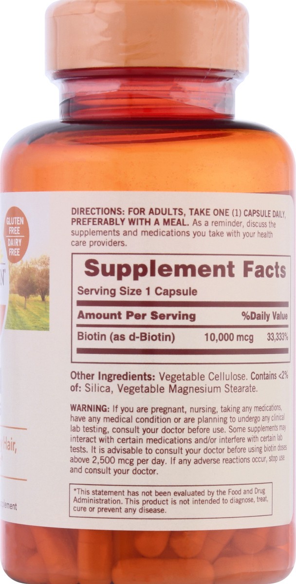 slide 8 of 9, SUNDOWN VITAMINS Naturals Biotin 10,000Mcg Capsules, 120 ct