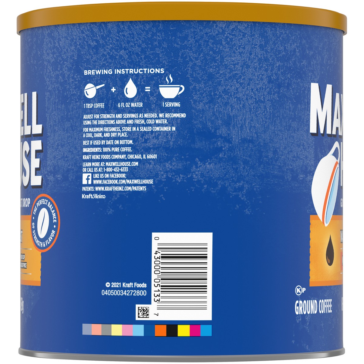 slide 5 of 9, Maxwell House Medium Roast Wake Up Roast Ground Coffee, 30.65 oz. Canister, 30.65 oz