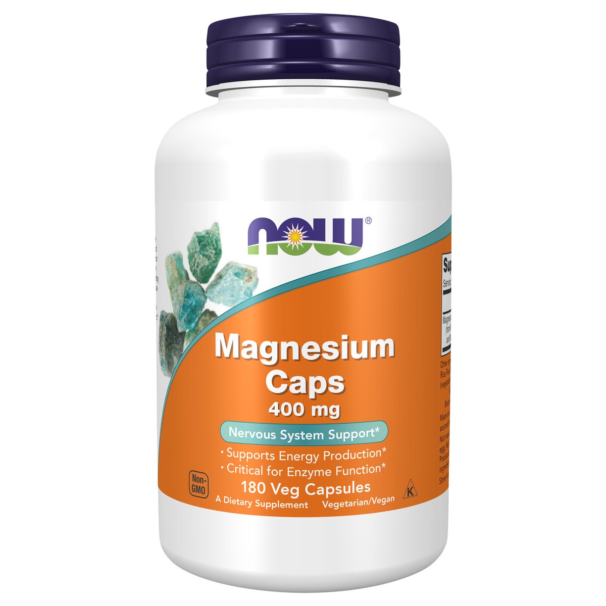 slide 1 of 4, NOW Supplements, Magnesium 400 mg, Enzyme Function*, Nervous System Support*, 180 Veg Capsules, 180 ct