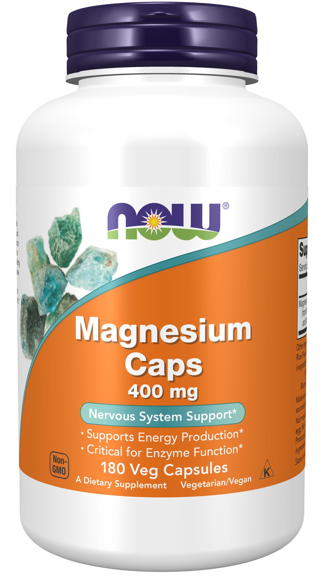 slide 1 of 4, NOW Supplements Magnesium 400 mg - 180 Veg Capsules, 180 ct