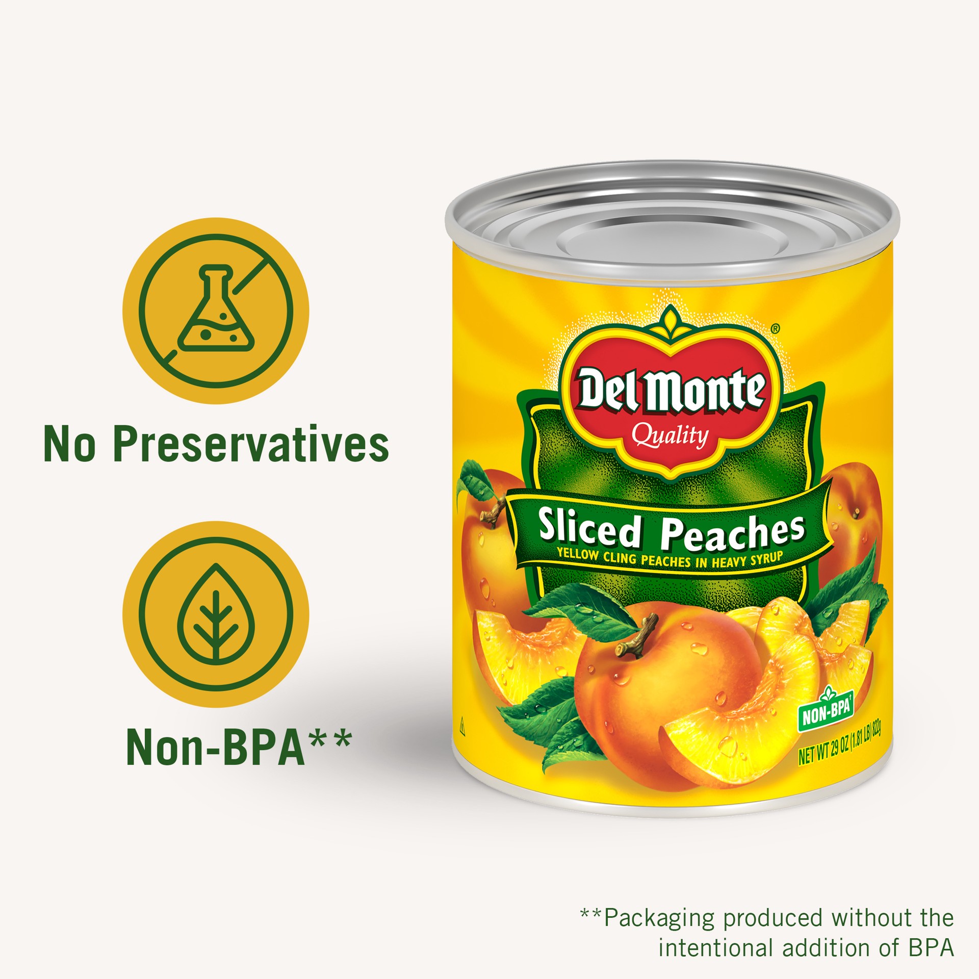 slide 4 of 6, Del Monte Yellow Cling Sliced Peaches In Heavy Syrup, 29 Oz. Can, 29 oz