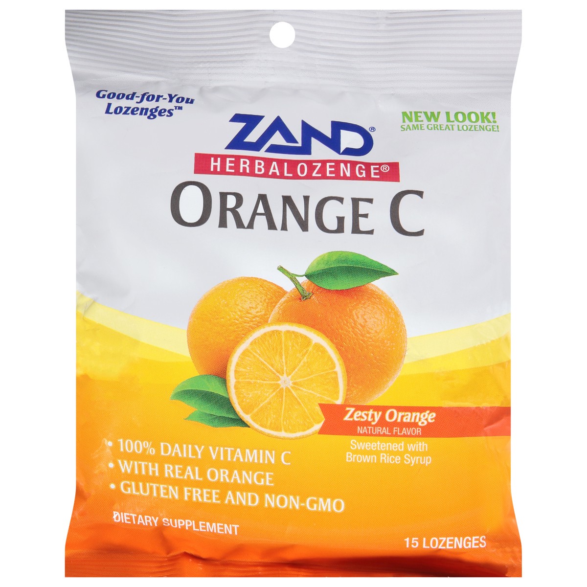 slide 1 of 1, ZAND Herbalozenge Orange C Zesty Orange Lozenges 15 ea Bag, 15 ct