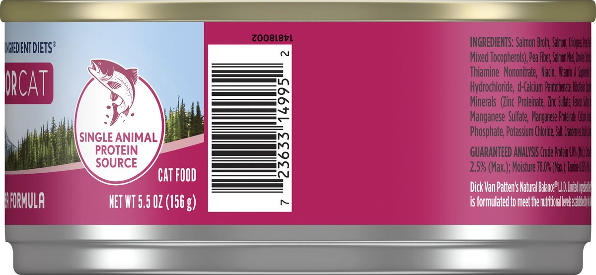 slide 3 of 7, Natural Balance Limited Ingredient Diets Indoor Cat Salmon & Chickpea Formula Cat Food 5.5 oz, 5.5 oz