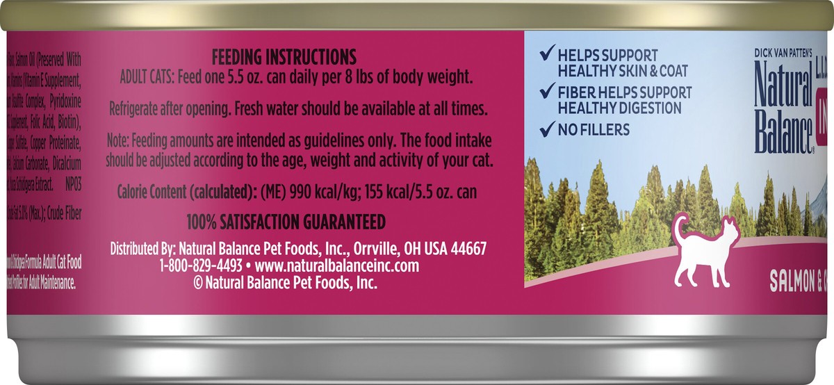 slide 5 of 7, Natural Balance Limited Ingredient Diets Indoor Cat Salmon & Chickpea Formula Cat Food 5.5 oz, 5.5 oz