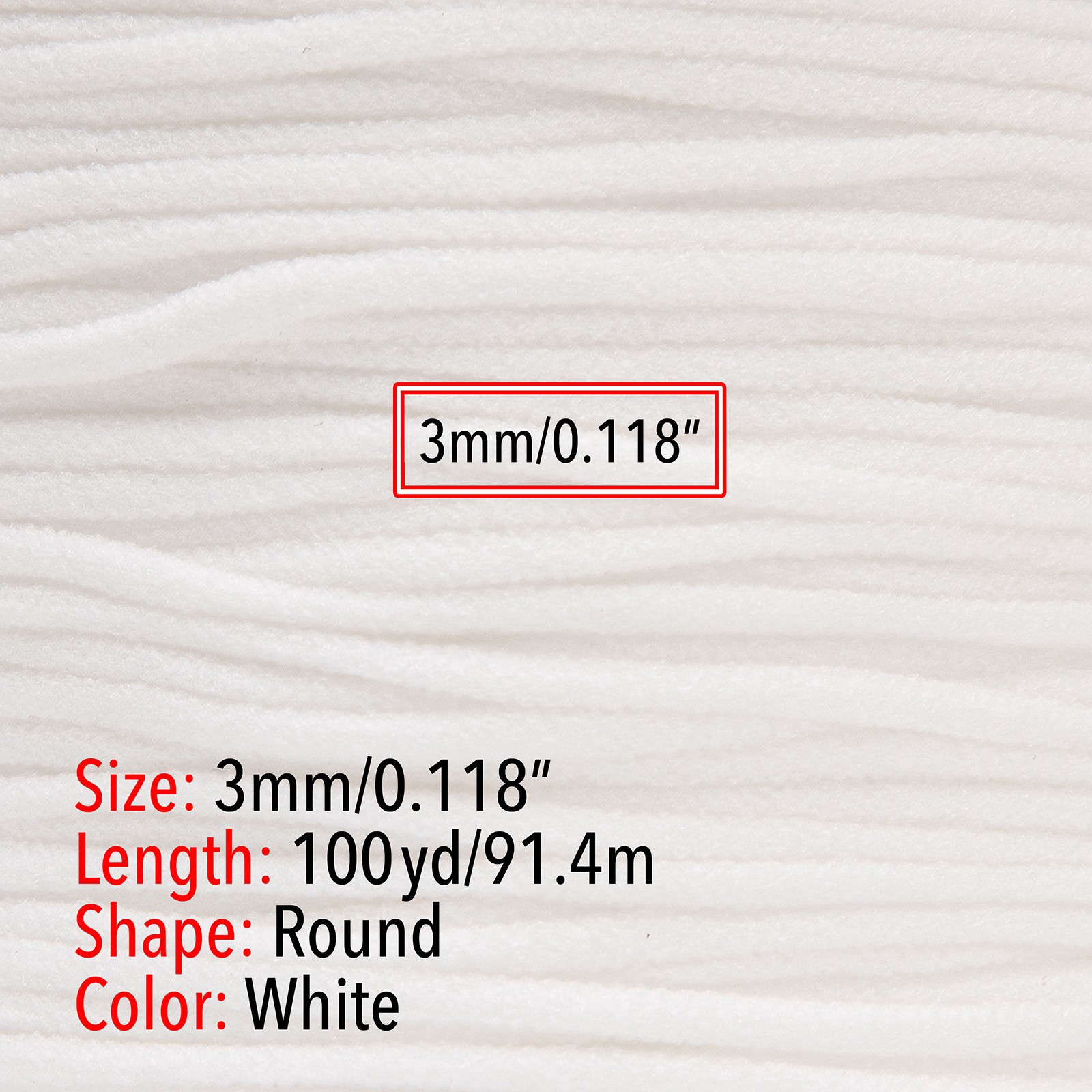 slide 4 of 7, Beadsmith Fablastic 3mm White Round Spandex Cord, 3 mm