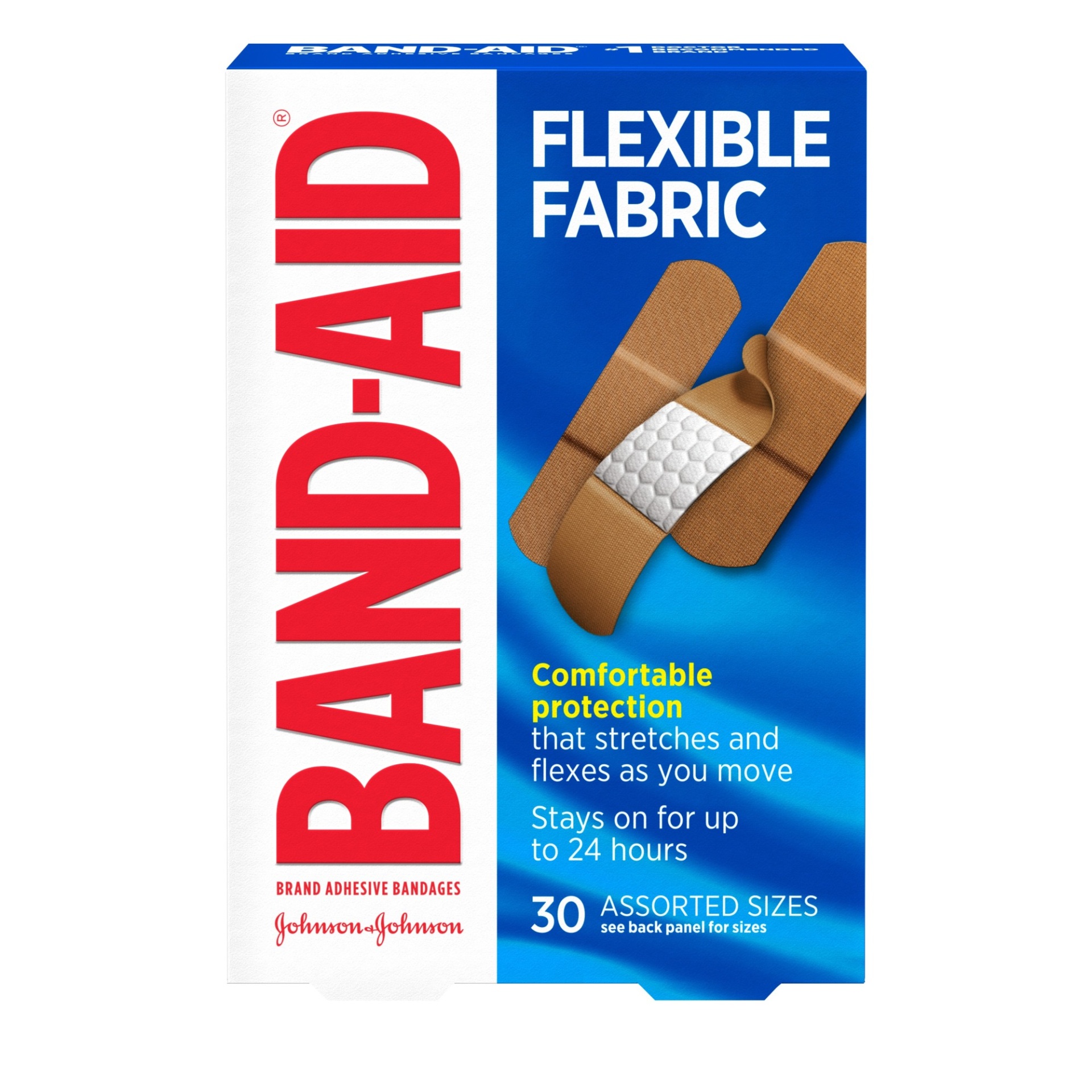 slide 1 of 5, BAND-AID Flexible Fabric Adhesive Bandages, Assorted Sizes, 30 ct