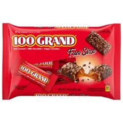 100 Grand Crispy Milk Chocolate with Caramel Fun Size Individually Wrapped Candy Bars