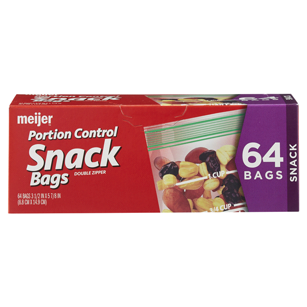 slide 1 of 1, Meijer Double Zipper Snack Bags, 64 ct