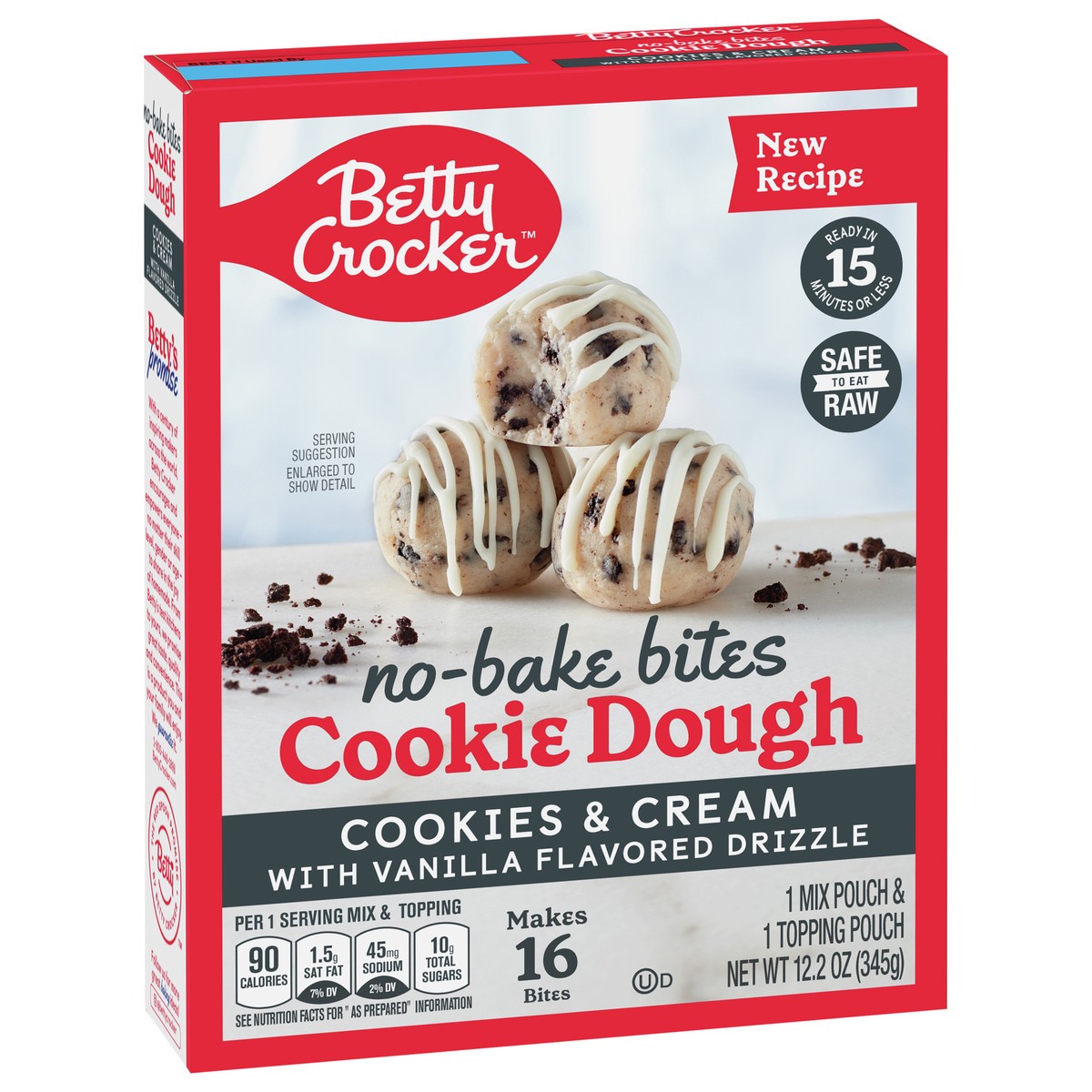 slide 2 of 13, Betty Crocker No-Bake Bites Cookies and Cream Cookie Dough, 12.2 oz., 12.2 oz