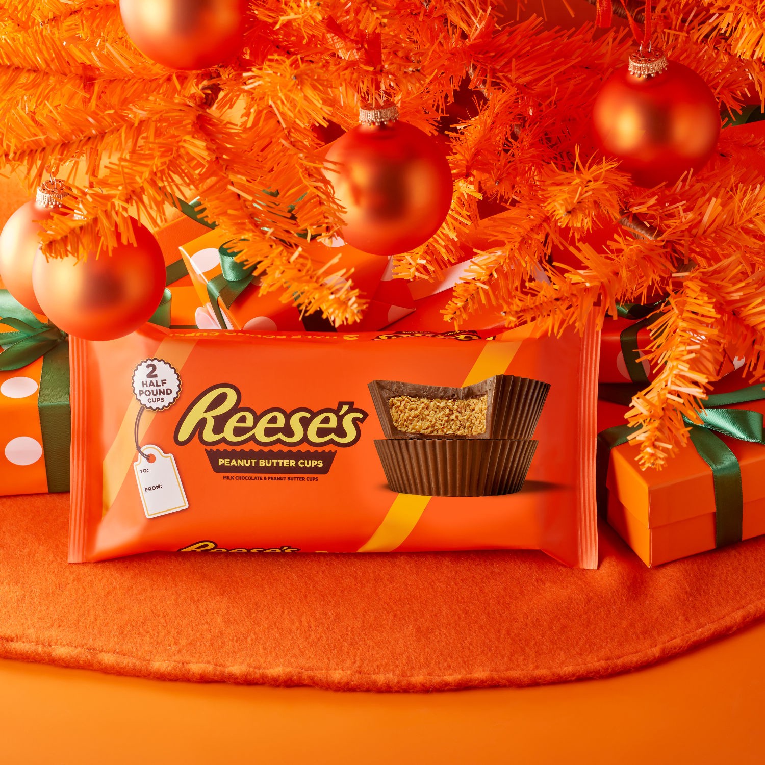 slide 4 of 8, REESE'S Milk Chocolate Half-Pound Peanut Butter Cups, Christmas Candy Pack, 16 oz (2 Pieces), 2 ct; 8 oz