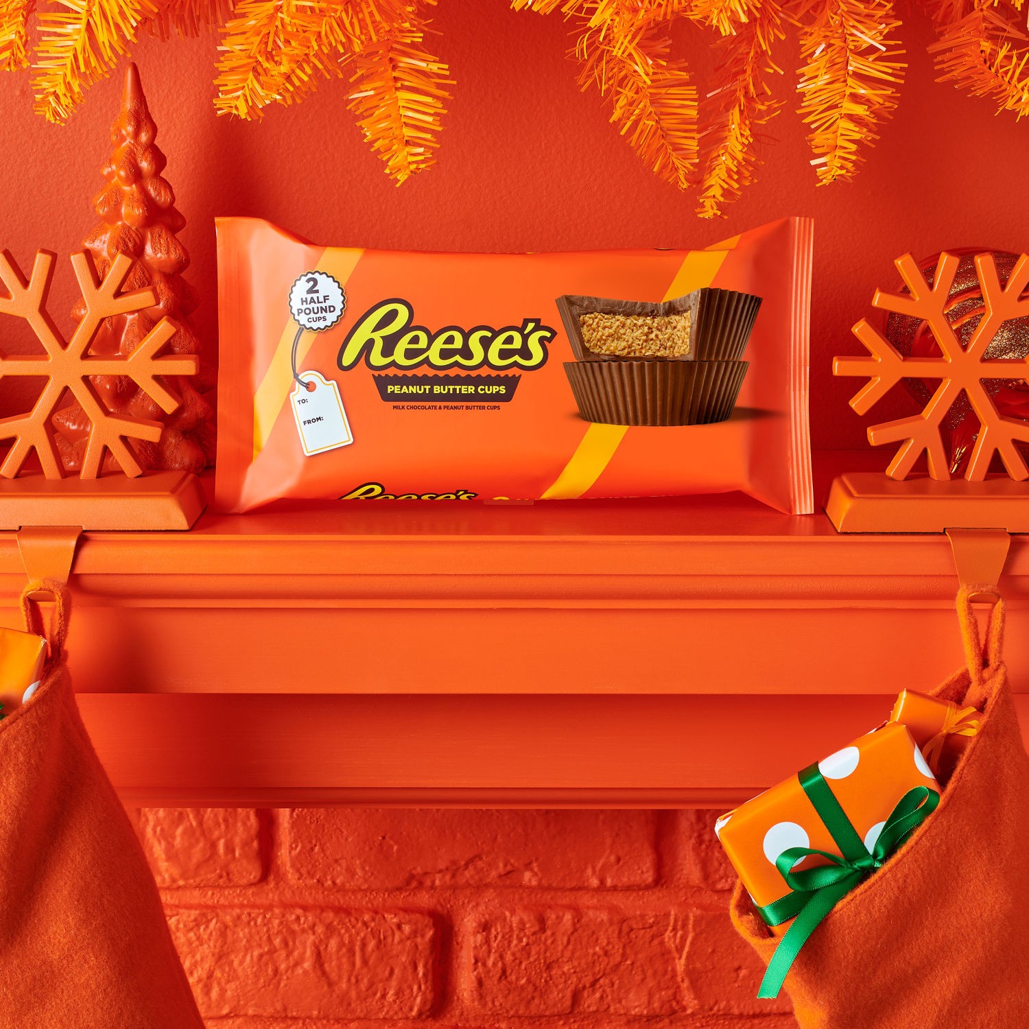 slide 6 of 8, REESE'S Milk Chocolate Half-Pound Peanut Butter Cups, Christmas Candy Pack, 16 oz (2 Pieces), 2 ct; 8 oz