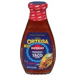 Ortega Inferno Taco Sauce, Original Hot Taco Sauce, Kosher, 8 oz