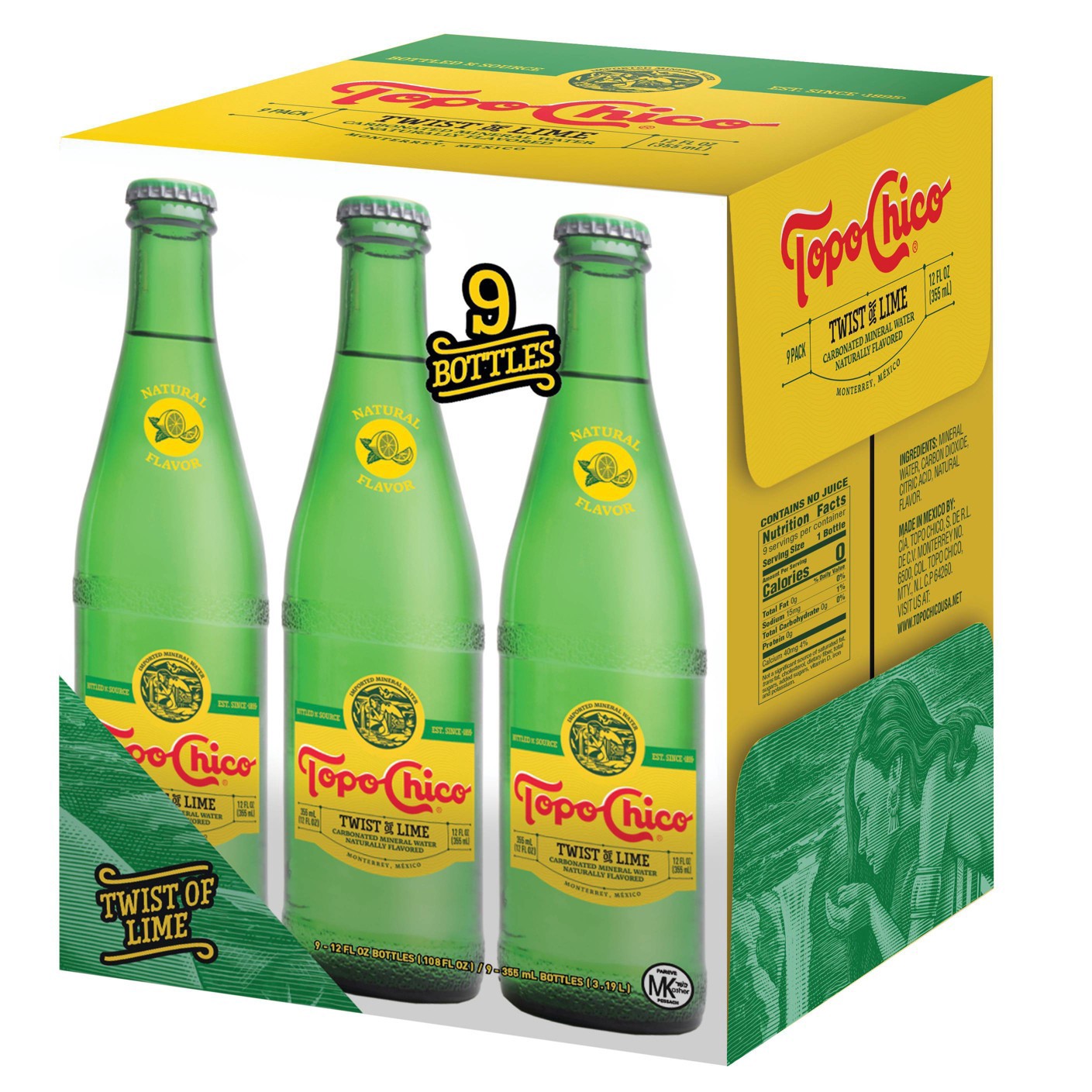 Topo Chico Sparkling Mineral Water Glass Bottles, 12 fl oz, 12 Pack 144 fl.  oz