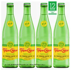 Topo Chico Mineral Water Twist of Lime Glass Bottles, 12 fl oz, 12 Pack