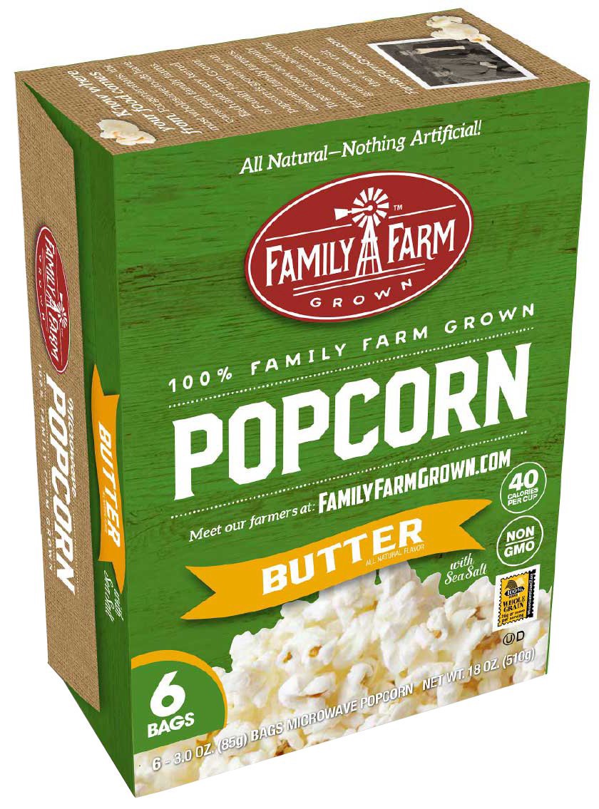 slide 1 of 1, Family Farm Grown Microwave Popcorn Butter, 1 ct