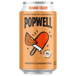 Popwell Orange Cream Prebiotic Soda 12 fl oz