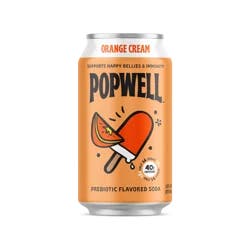 Popwell Orange Cream Prebiotic Soda 12 fl oz