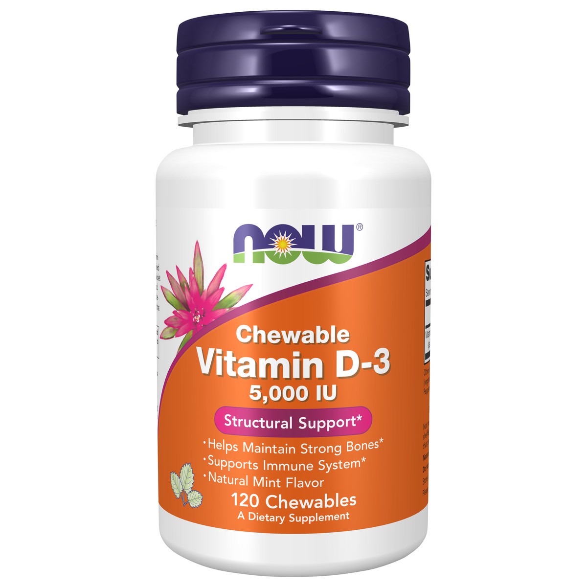 slide 3 of 10, NOW Vitamin D-3 5000 IU - 120 Chewables, 120 ct