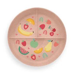 Wheat Pp Divided Plates Coral Happy Fruit