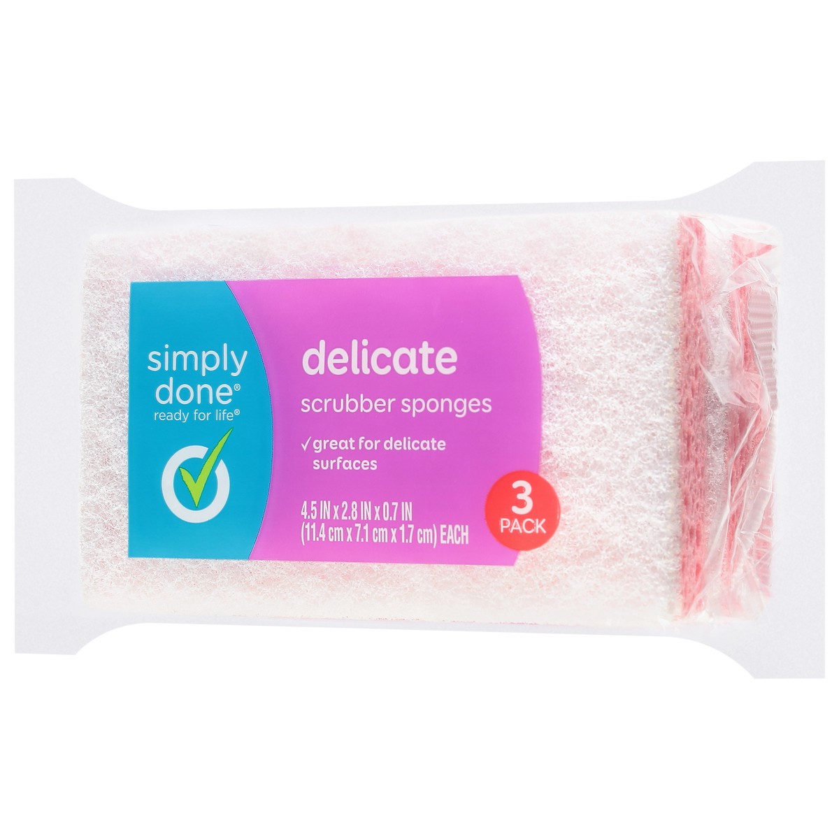 slide 2 of 13, Simply Done Delicate Scrubber Sponges 3 Pack, 3 ct