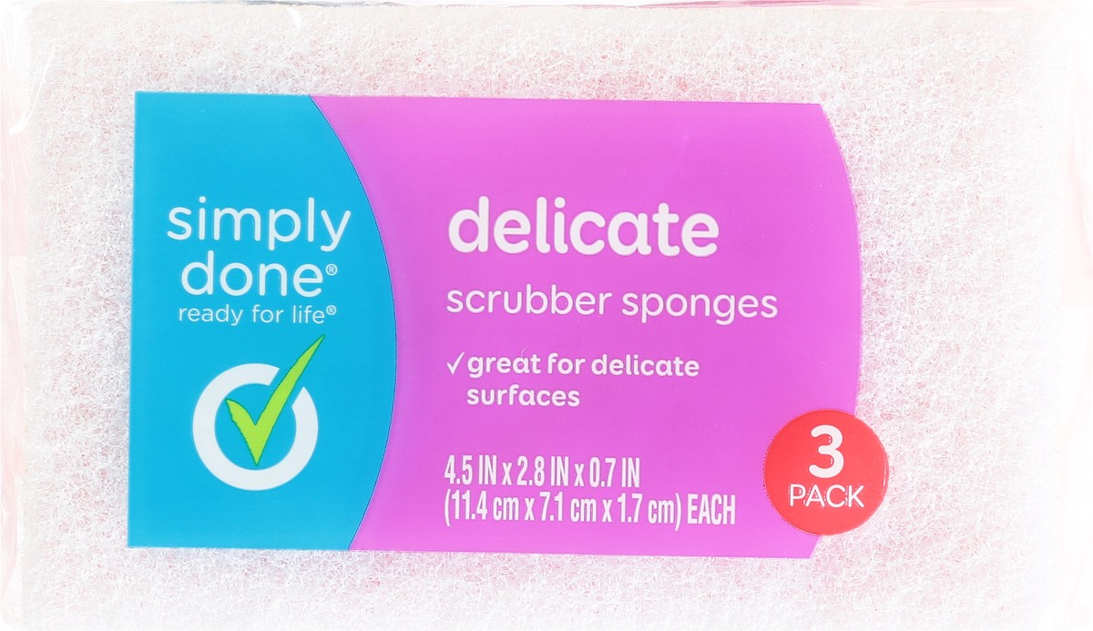 slide 5 of 13, Simply Done Delicate Scrubber Sponges 3 Pack, 3 ct