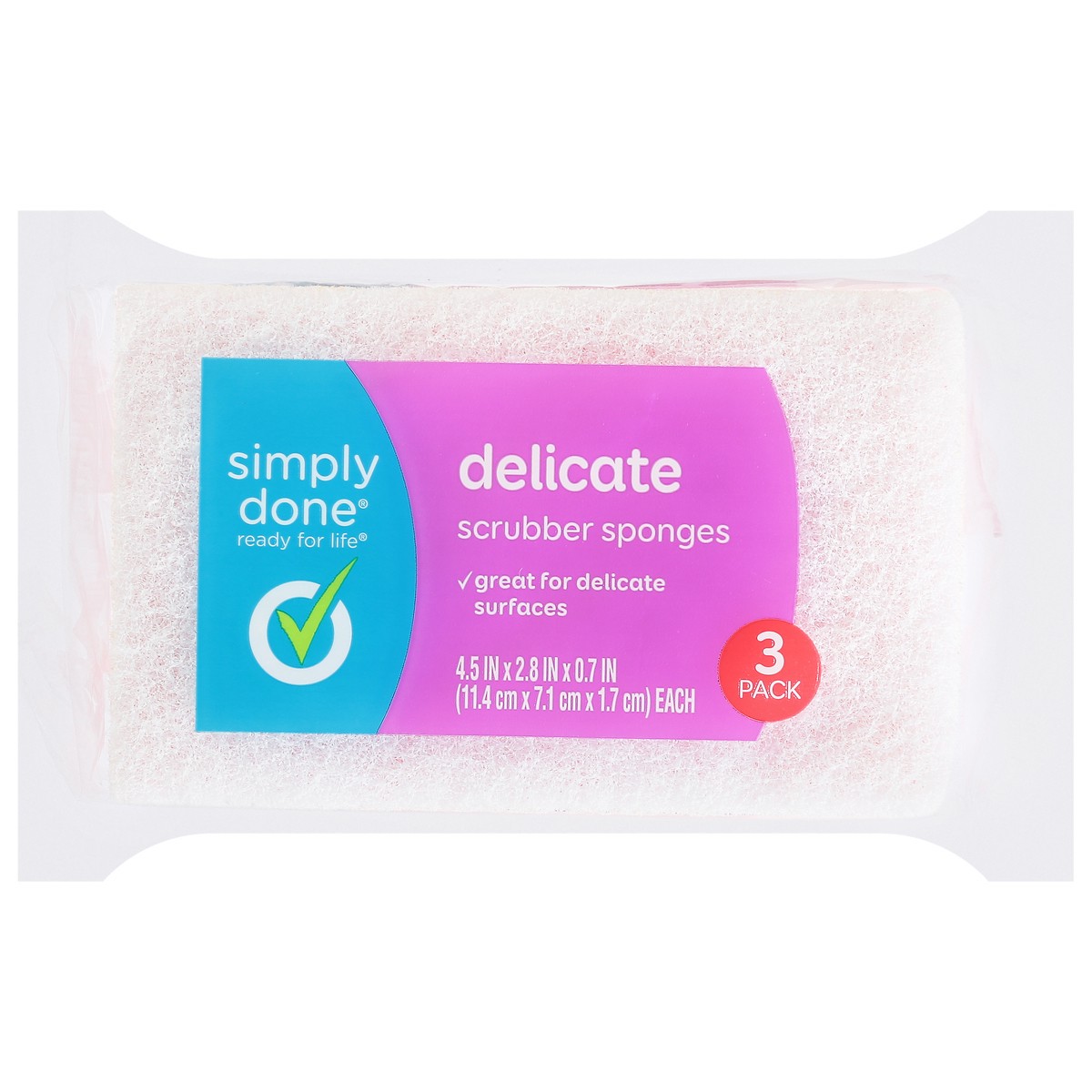 slide 13 of 13, Simply Done Delicate Scrubber Sponges 3 Pack, 3 ct