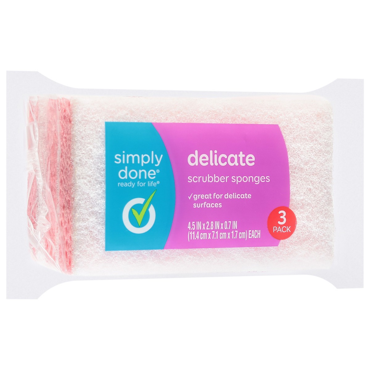 slide 6 of 13, Simply Done Delicate Scrubber Sponges 3 Pack, 3 ct