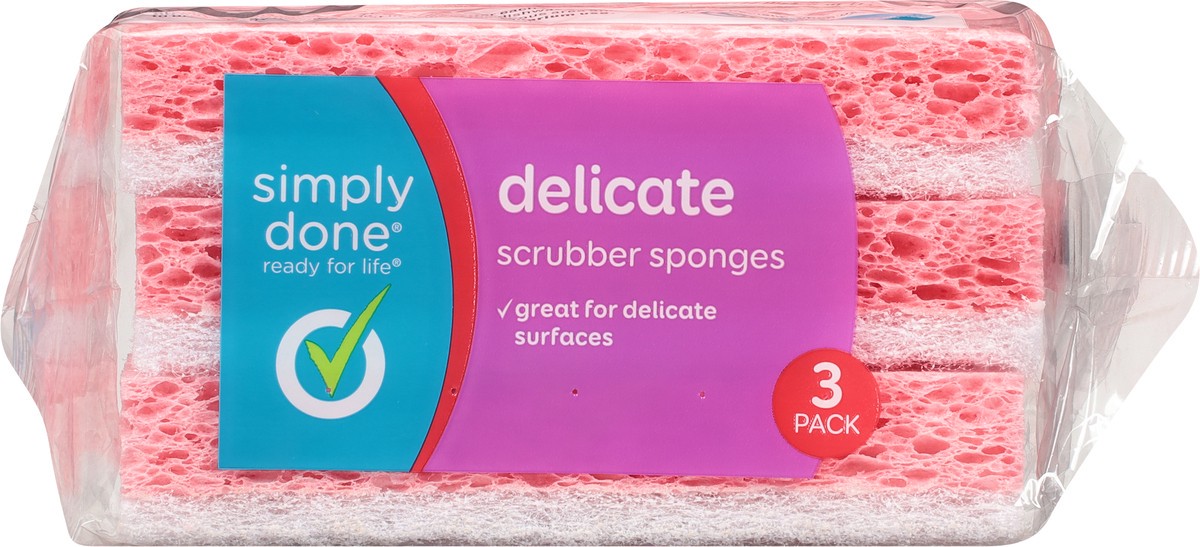 slide 8 of 13, Simply Done Delicate Scrubber Sponges 3 Pack, 3 ct