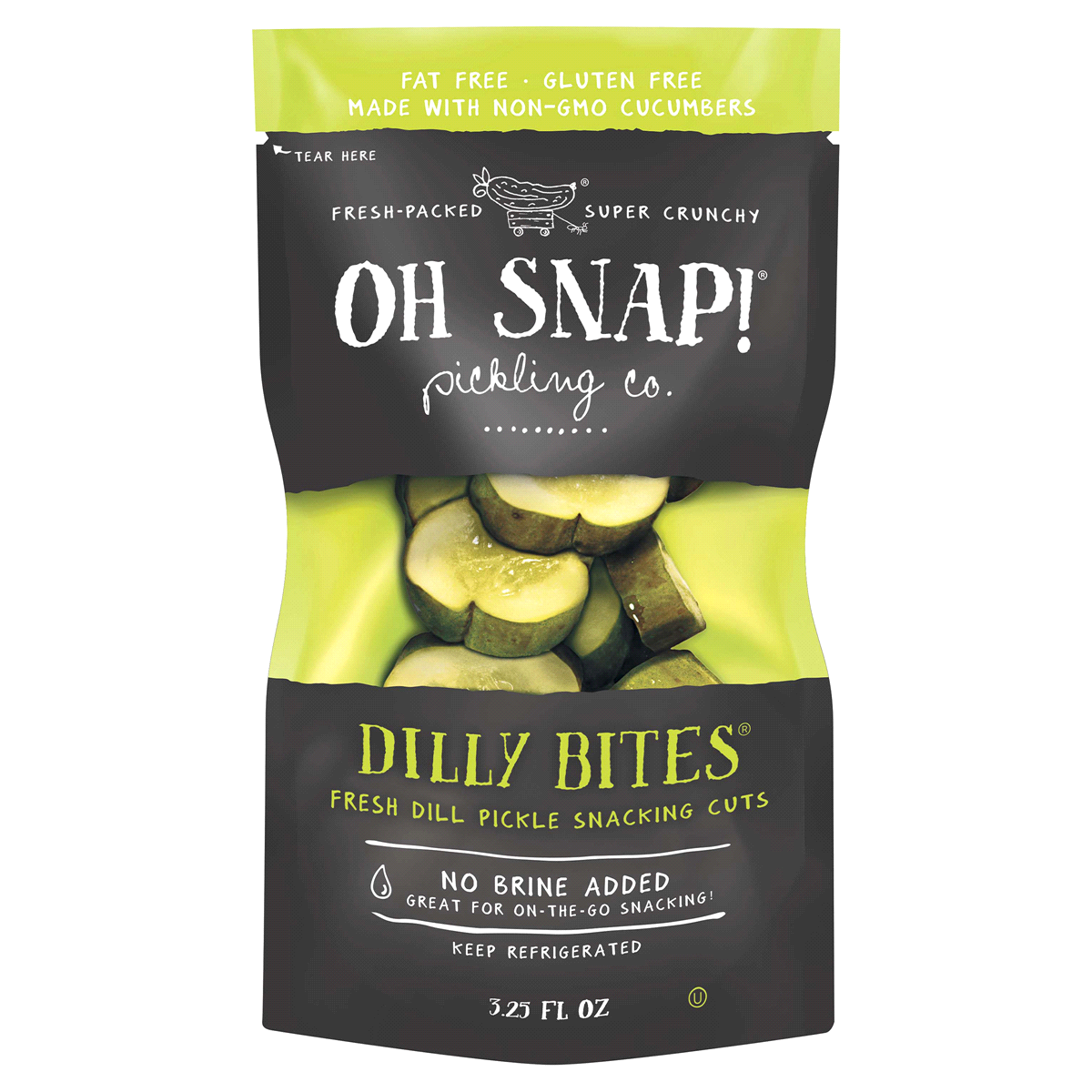 slide 1 of 1, Oh Snap! Pickling Co. Dilly Bites Fresh Dill Pickle Snacking Cuts, 3.5 oz