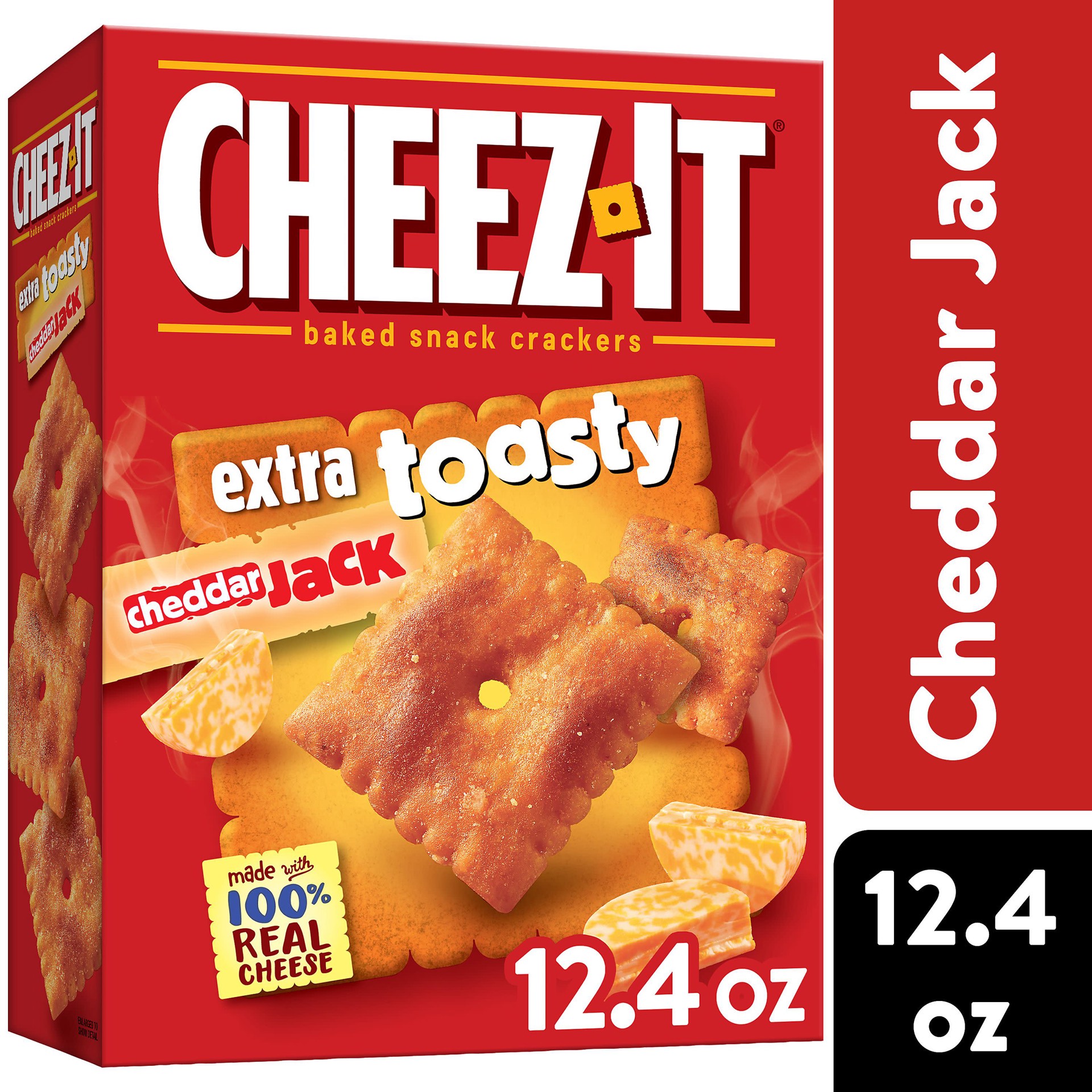 slide 1 of 5, Cheez-It Cheese Crackers, Baked Snack Crackers, Kids Snacks, Extra Toasty Cheddar Jack, 12.4oz Box, 1 Box, 12.4 oz