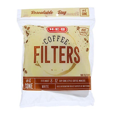 slide 1 of 1, H-E-B Number 4 Cone Coffee Filters - 100 ct, 100 ct