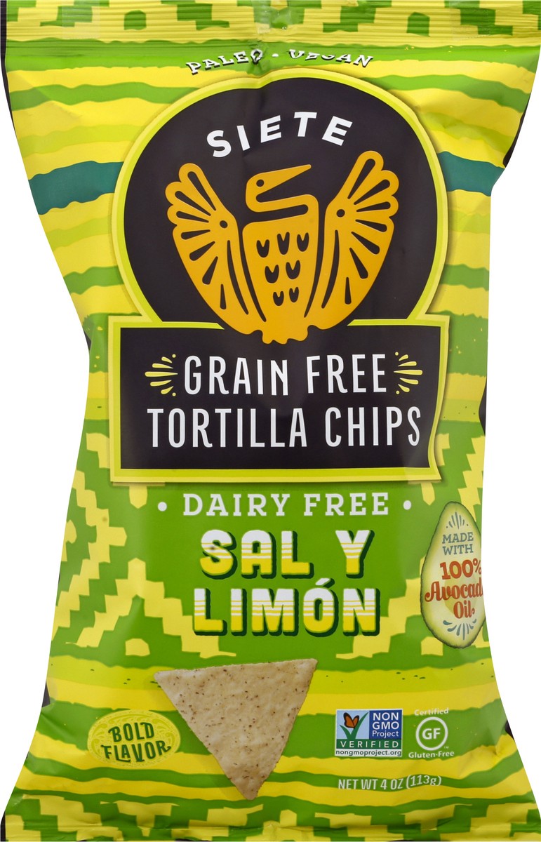 slide 1 of 9, Siete Grain Free Sal Y Limon Tortilla Chips 4 oz, 4 oz